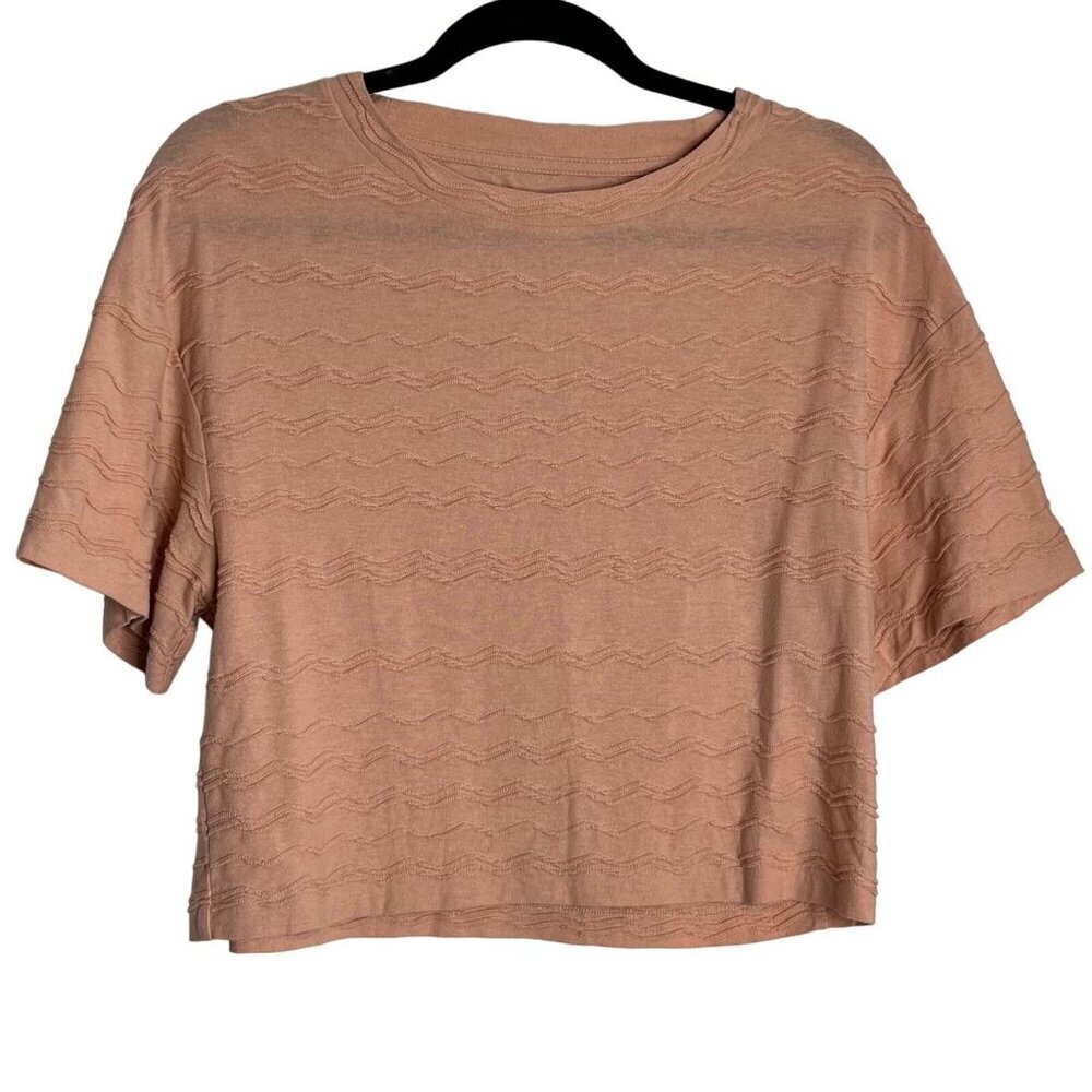 Madewell Solid Zigzag Textured Dolman Sleeve Coral T-Shirt Size‎ Small